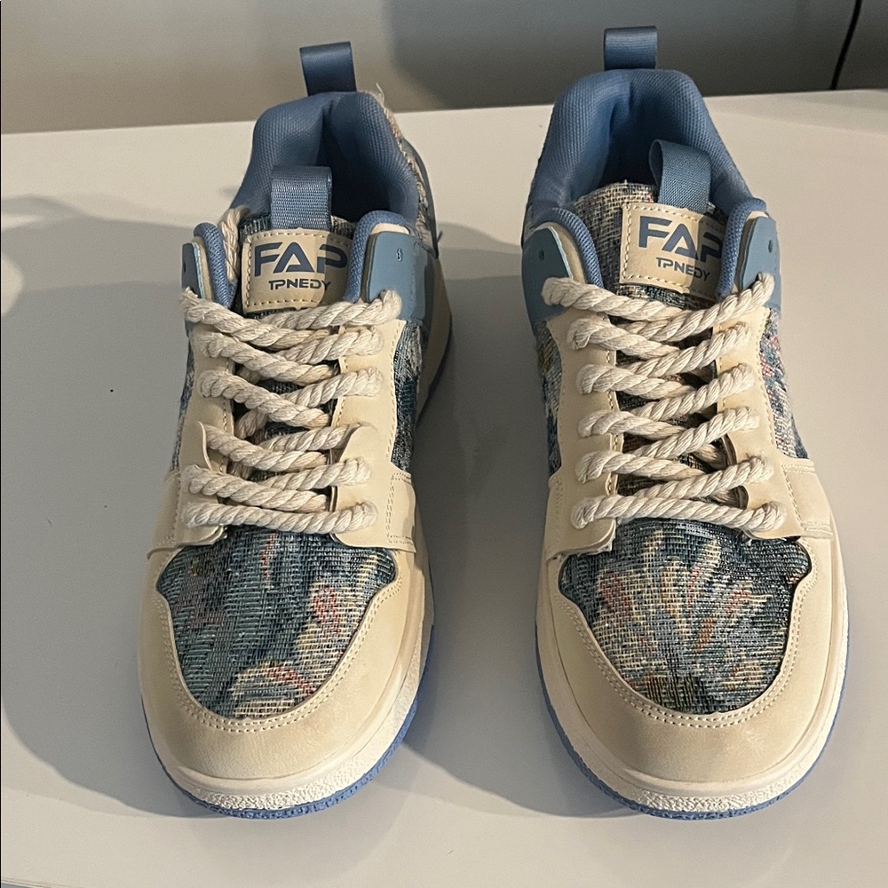 FA Floral Blue and Cream Sneakers Size 11